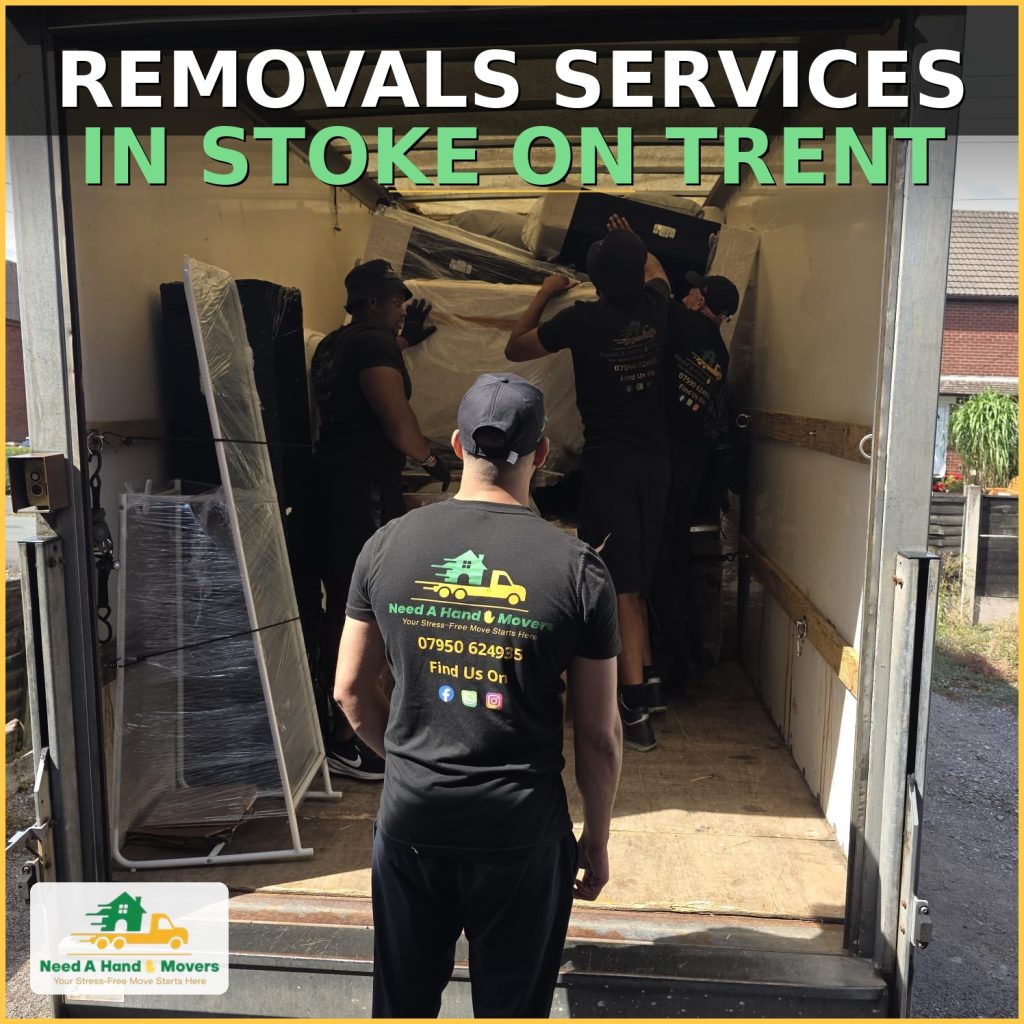Removals services in Stoke on Trent - Need A Hand Movers team loading furniture